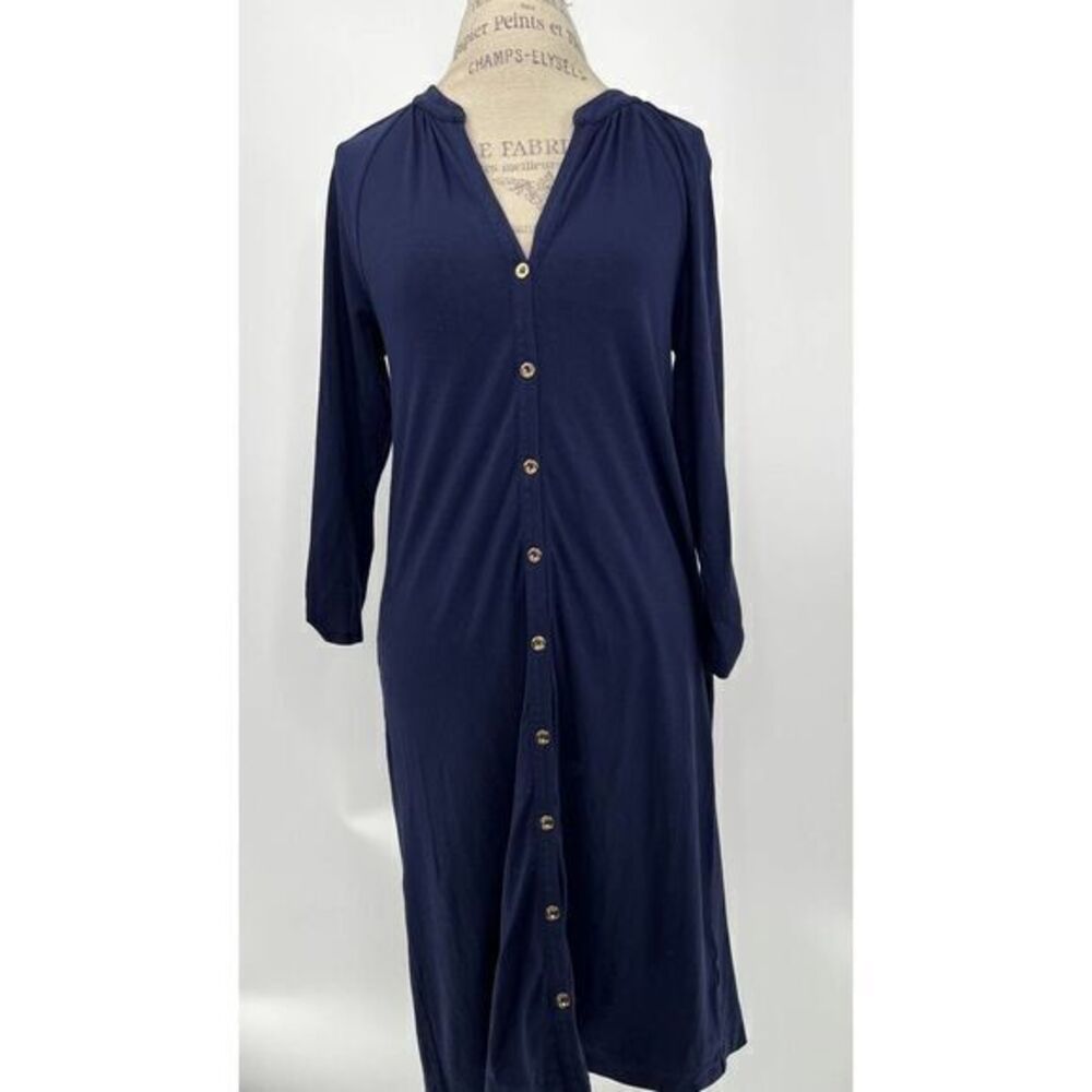 LILLY PULITZER Navy Casual   Button Down Midi Dress SMALL